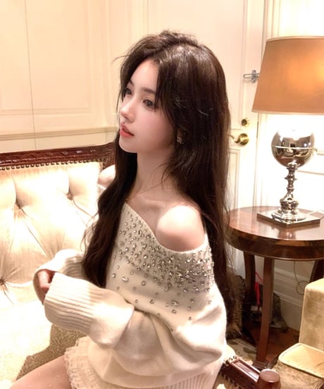 Rhinestone Off Shoulder Knit