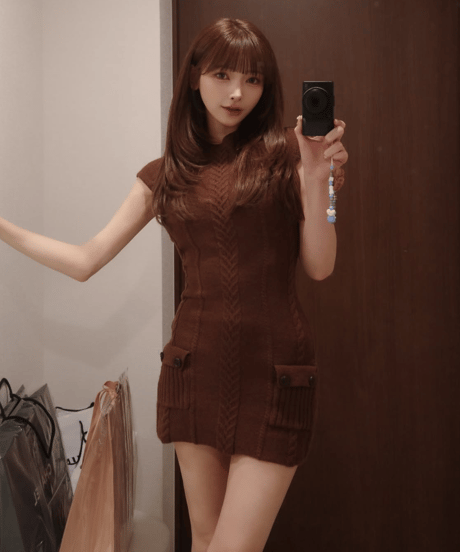 Retro Shoulder Cable Slim Knit OP【※在庫あり5日以内配送】