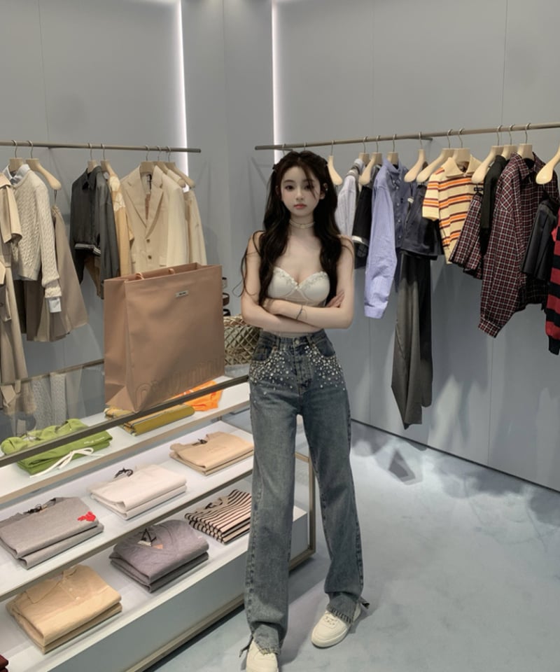 パンツ glancetokyo Feminine Bijou Denim Pants Feminine Bijou Denim Pants | glancetokyo