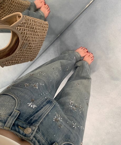 Custom Rhinestone Denim Pants