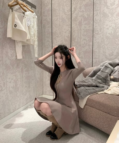 lace-up Knit OP