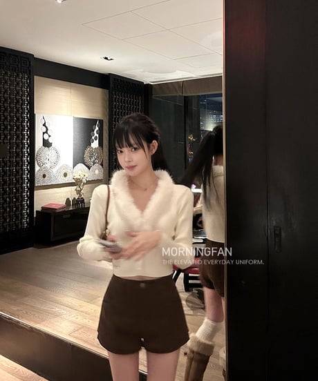 Rabbit Fur Collar Cardigan