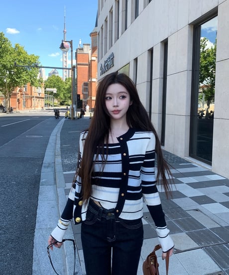 Border Knit Cardigan Set