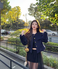 Navy Blue  Wool Coat Jacket【ANNA着用同型】【※在庫あり5日以内配送】