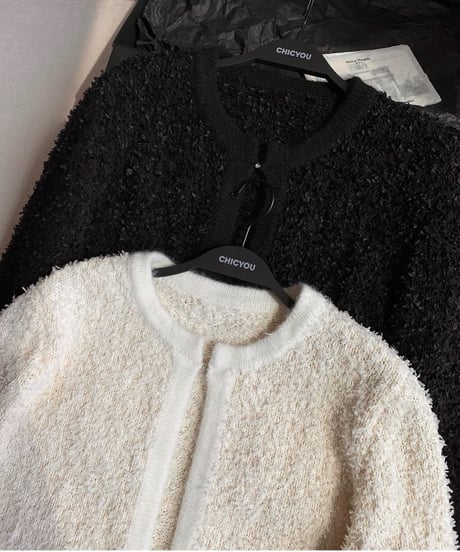 Plush Knit Cardigan【Black】