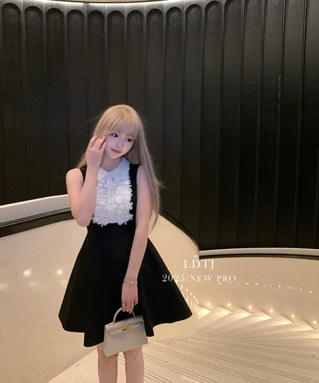 Lace Lapel Sleeveless Dress【※在庫あり5日以内配送商品】