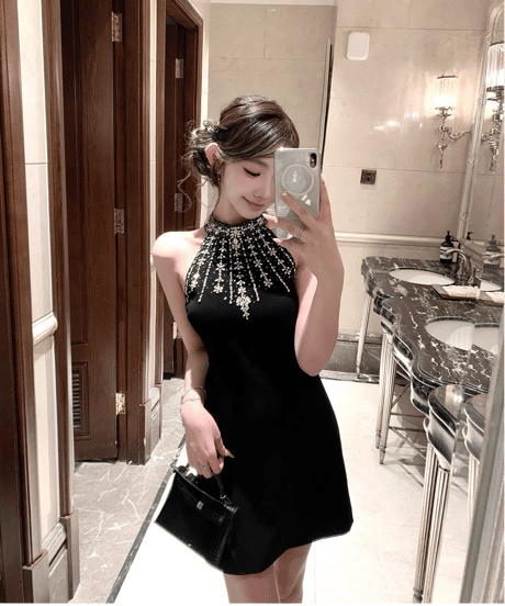 Crystal Halter Neck Dress