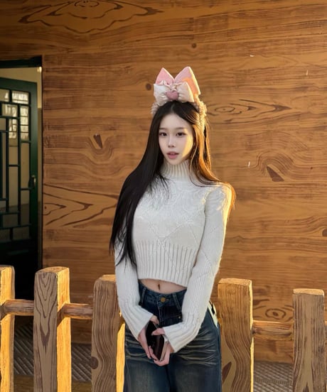 Lace High neck Knit Sweater