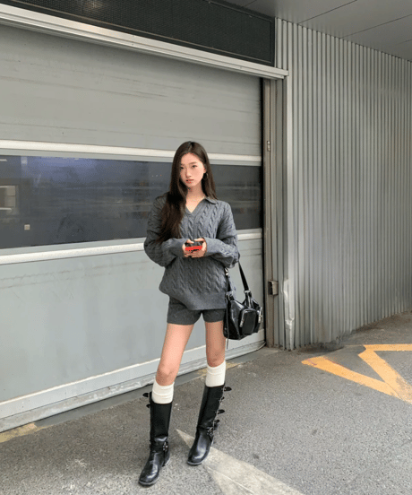 Knit Polo Setup【Gray】