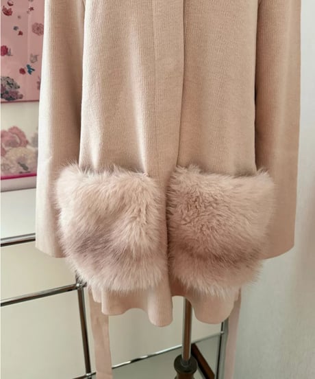 Fox Fur Pocket Long Cardigan
