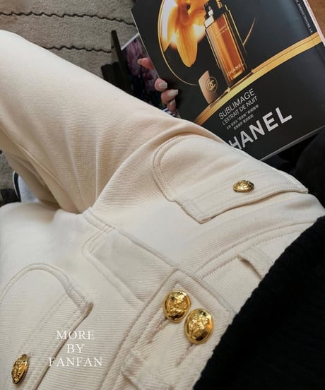 high-Waist Buckle Denim Pants