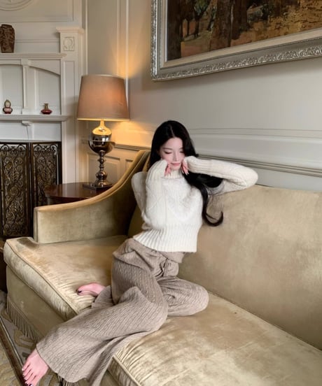 Lace High neck Knit Sweater
