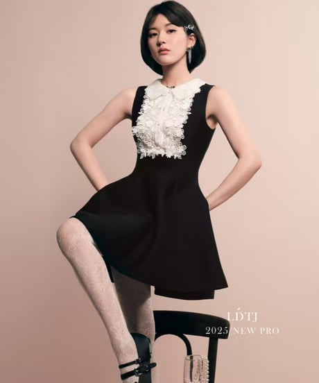 Lace Lapel Sleeveless Dress【※在庫あり5日以内配送商品】