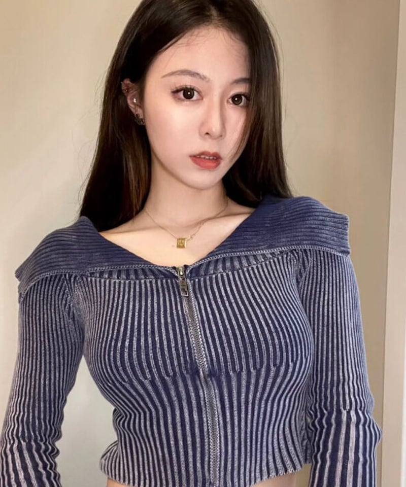 Shop Tribeca Blue Ribbed Off The Shoulder Knit | Jaded