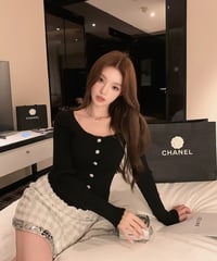 Check Tweed Sequins Skirt