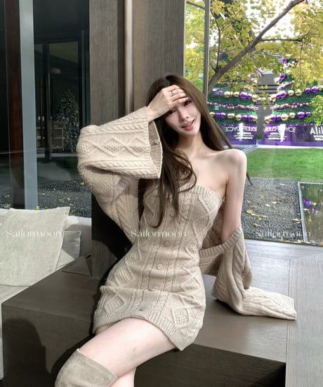 Knit Cardigan＋Strapless Knit OP【※在庫あり5日以内配送予定】