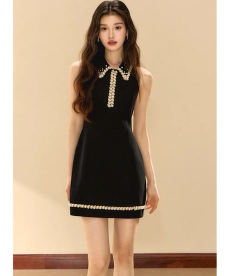 French Gold Pearl Dress