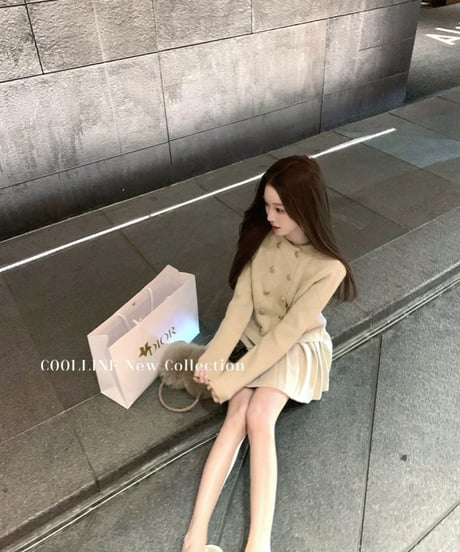 Double-Breasted Cardigan+Skirt