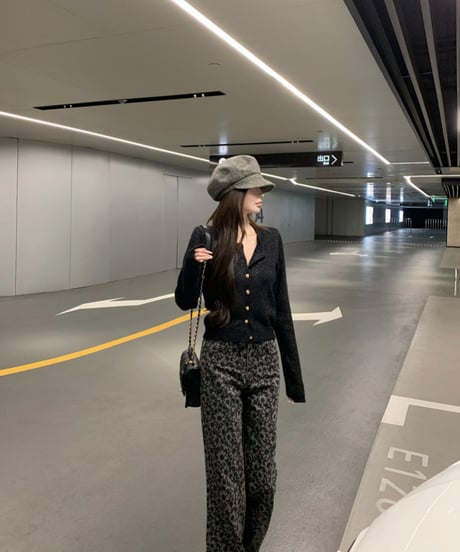 Flower Pattern Denim Pants【Black】