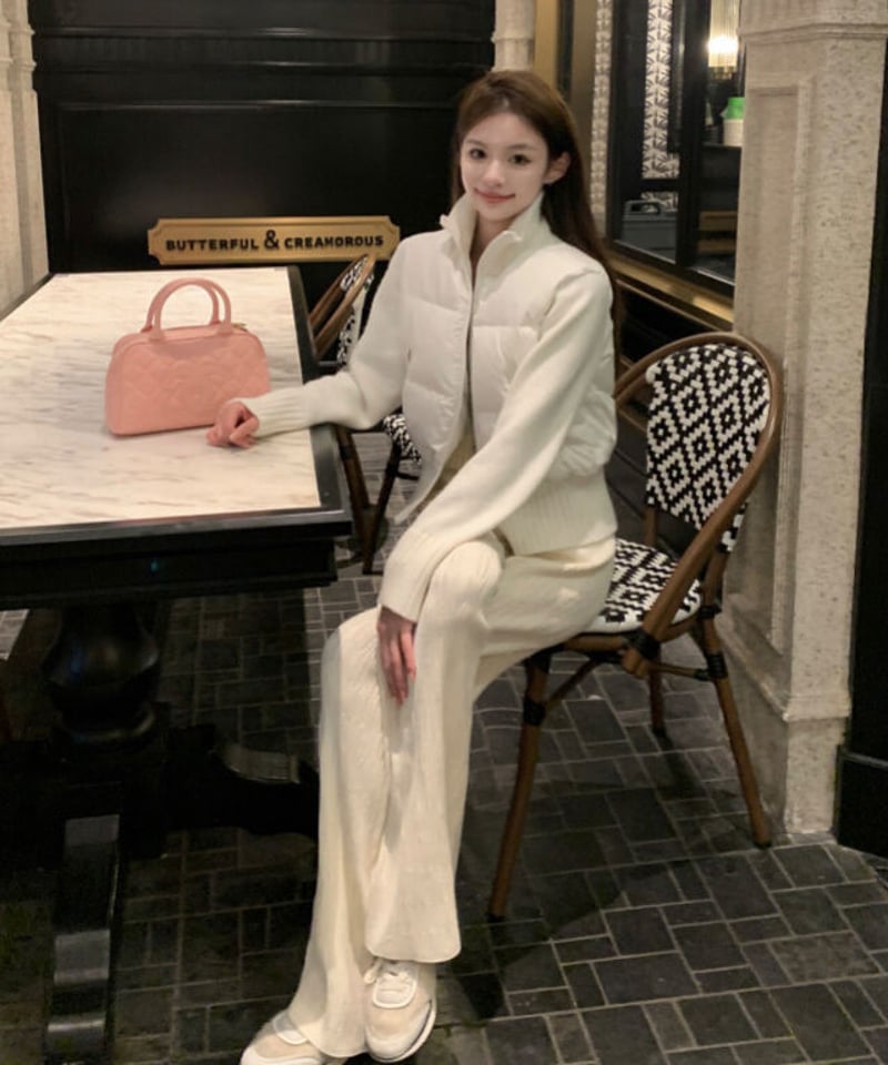 White Knit Down Jaket【ホワイトダッグダウン90%使用】 | glance White Knit Down Jaket【ホワイトダッグダウン90%使用】 | glance