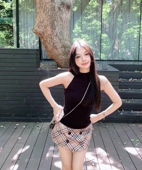 Checked A-line Skirt