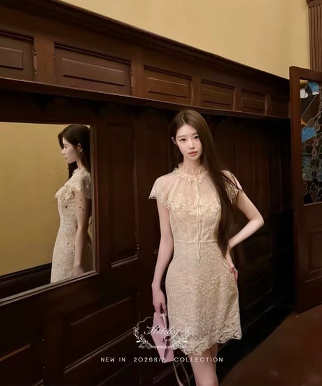 Elegant Ruffle Apricot Dress