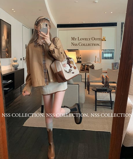 Check Lapel Jacket Coat
