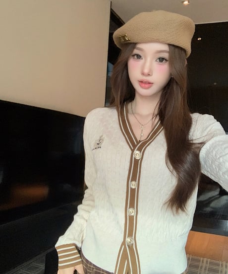 College Knit Cardigan & Check Skirt