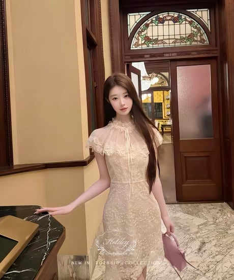 Elegant Ruffle Apricot Dress