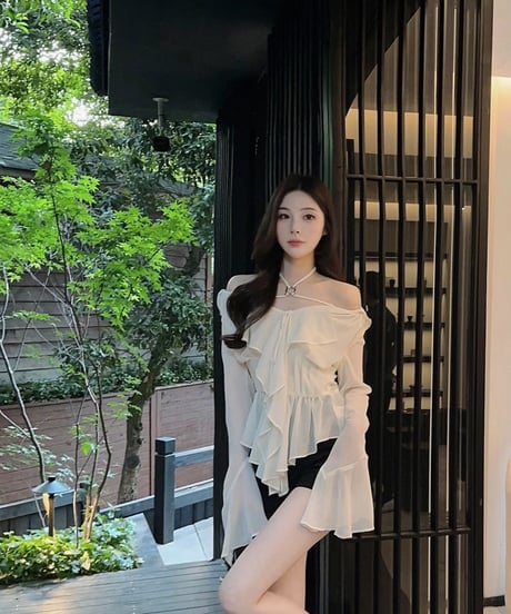 Strap Chiffon Shirt【White】