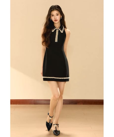 French Gold Pearl Dress