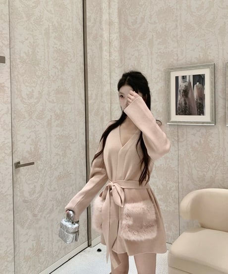 Fox Fur Pocket Long Cardigan
