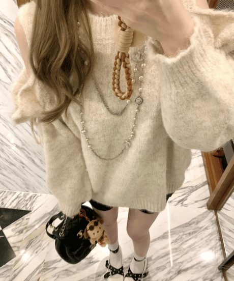 Lace-up knit Sweater