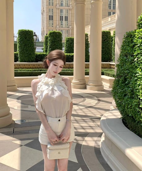 Frill Halter neck Chiffon Blouse
