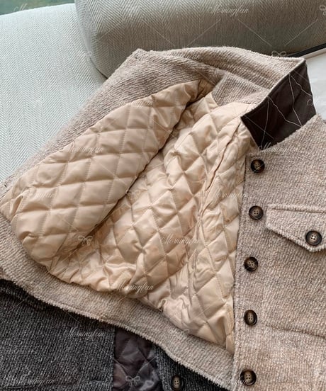 Wool Twill Short Quilted Jacket