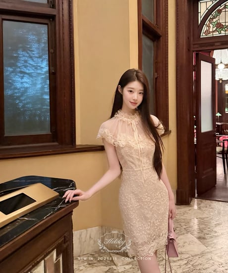 Elegant Ruffle Apricot Dress