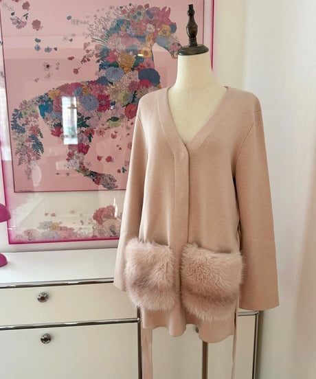 Fox Fur Pocket Long Cardigan