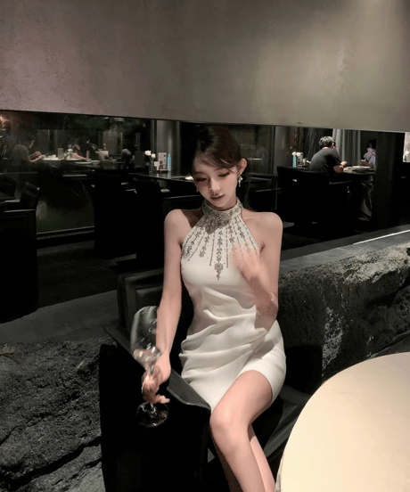 Crystal Halter Neck Dress