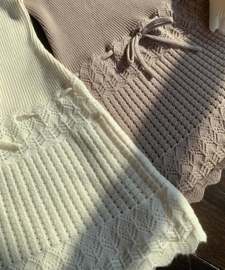 Off Shoulder Hollow Knit OP