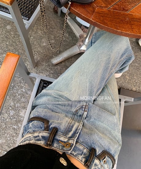 Piping Chemical Washed Denim  Pants