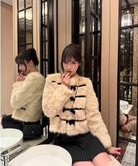 Ribbon Fur Coat Jacket
