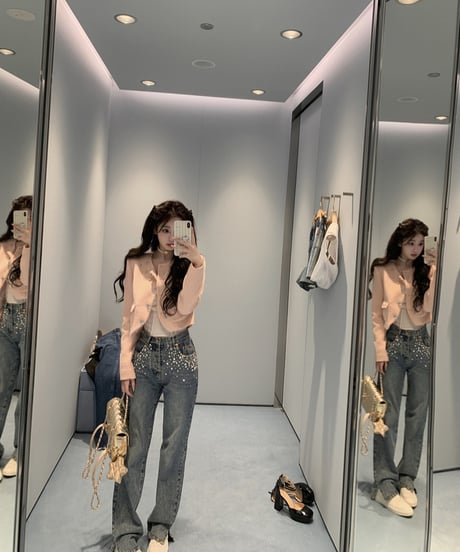 Feminine Bijou Denim Pants