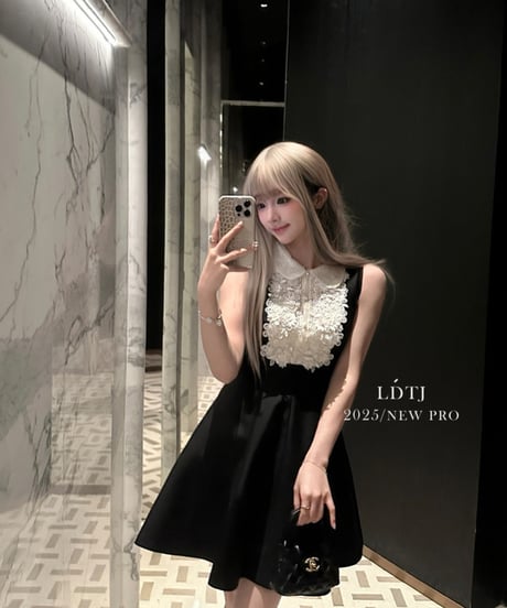 Lace Lapel Sleeveless Dress【※在庫あり5日以内配送商品】