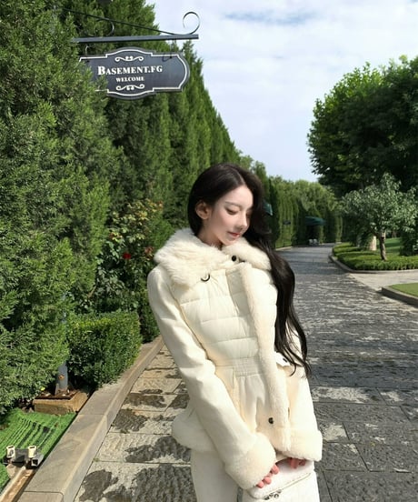 Lambswool Patchwork Fur Down Jacket Coat【※在庫あり5日以内配送】