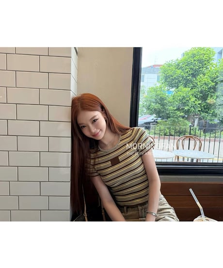 Leather Patch Stripe Knit S/S