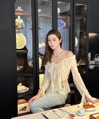 Strap Chiffon Shirt【White】