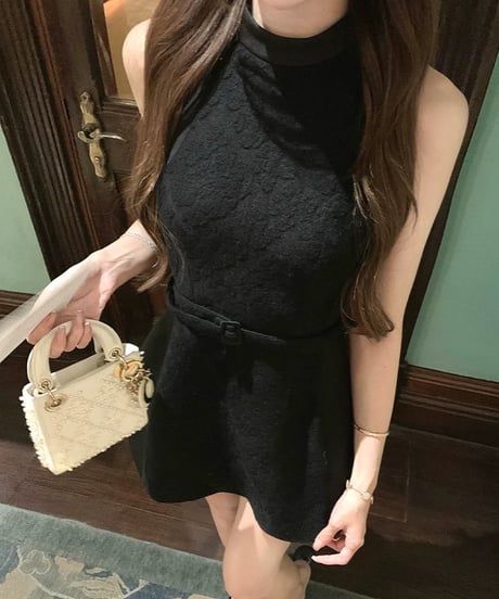 Belted Jacquard Dress