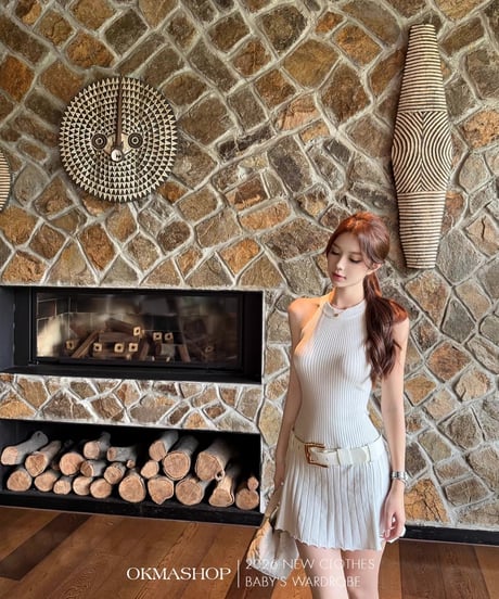 Halter Neck Belt Knit Dress【ベルト付き】