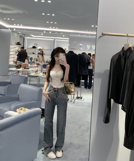 Feminine Bijou Denim Pants