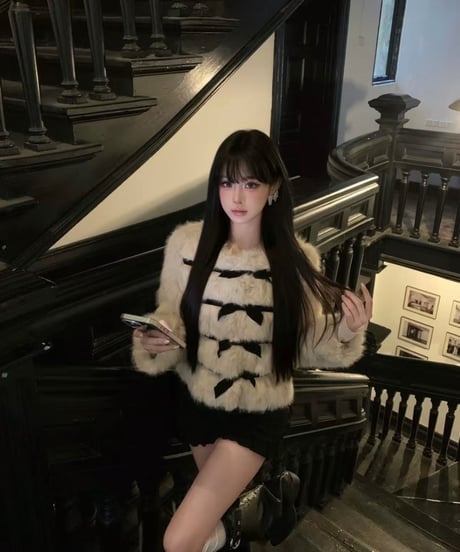 Ribbon Fur Coat Jacket